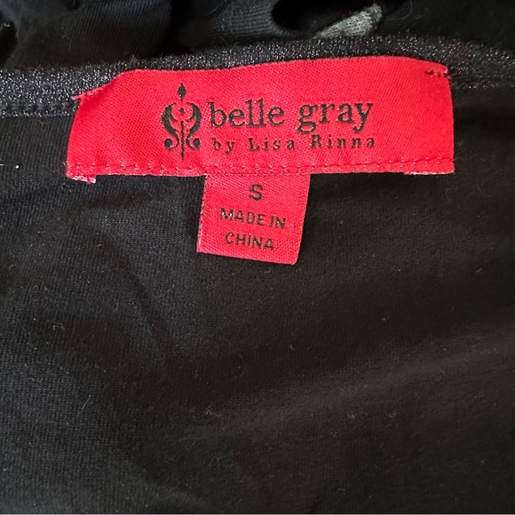 Belle Gray by Lisa Rinna Black/Gray Sparkle Long Sleeve Top Front Pocket Small - Picture 5 of 7